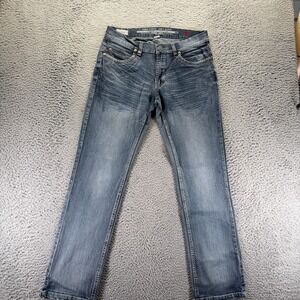 Projek Raw Jeans Mens 33x32 Blue Cotton Denim Straight Workwear Faded Stretch